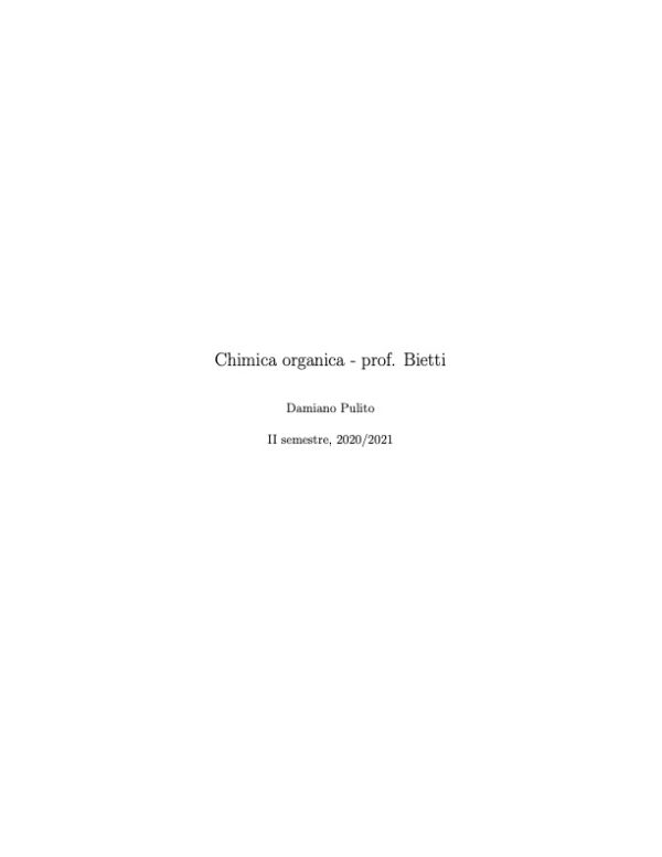 Copertina: Elaborazione appunti chimica organica (M. Bietti)
